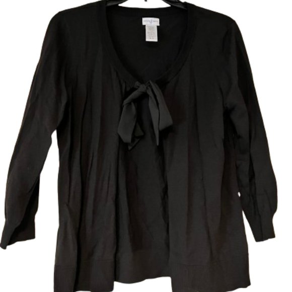Jaclyn Smith Black Tie-Front Cardigan Sweater - Medium - Picture 1 of 3